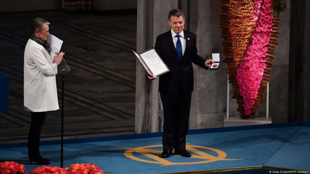 Juan Manuel Santos, vencedor do Nobel da Paz em 2016.